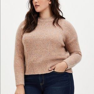 TORRID PEACH & CONFETTI YARN‎ WOOLEN CREW NECK CROP SWEATER
